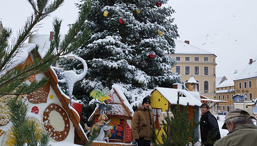 Im Rahmen des Projektes „Resozialisierung straffälliger Jugendlicher und junger Heranwachsender“ bauen die Jugendlichen den Torgauer Weihnachtsmarkt auf.